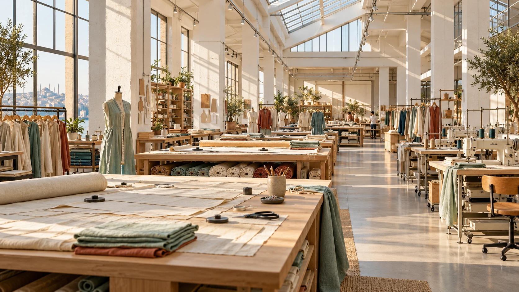 Bright contemporary textile production space